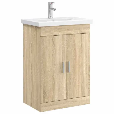 vidaXL Komplet pohištva za kopalnico Sonoma hrast 61 x 40 x 84,5 cm
