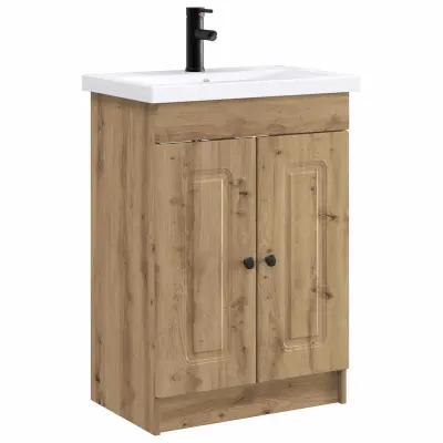 vidaXL Komplet pohištva za kopalnico Artisan hrast 56 x 37,5 x 81 cm