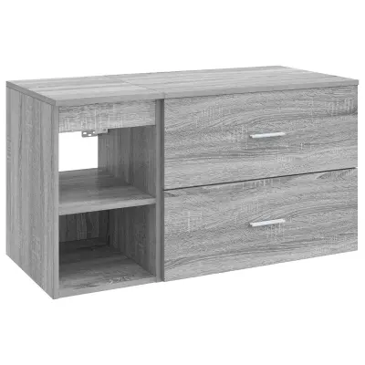 vidaXL Komplet pohištva za kopalnico 2 pcs Siva Sonoma Inženirski les
