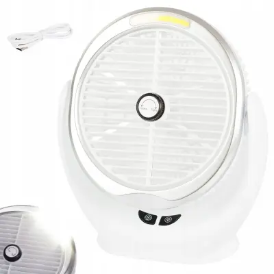 Brezžični aku. LED COB namizni ventilator USB bel