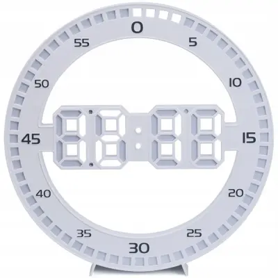 Moderna LED stenska ura in budilka termometer USB 33cm bela