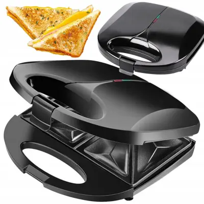 750W dvojni toaster opekač za 2 sendviča črn