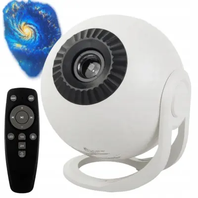 LED galaxy 4K zvezdni projektor USB 12 projekcij daljinec bel