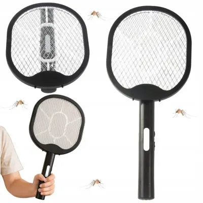 Aku. zložljiv električni lopar uničevalec insektov LED UV USB 50cm črn