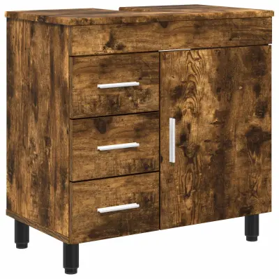 vidaXL Kopalniška enota Dimljen hrast 60 x 35 x 60 cm Inženirski les