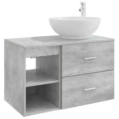 vidaXL Komplet pohištva za kopalnico 2 pcs Betonsko siva