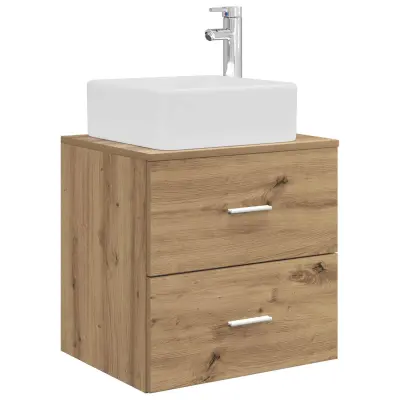 vidaXL Umivalnik s pritrditev na steno Artisan hrast 53 x 34,5 x 63 cm