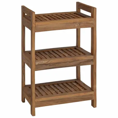 vidaXL Polica za kopalnico Naravna 45 x 30 x 71 cm Trden tikov les