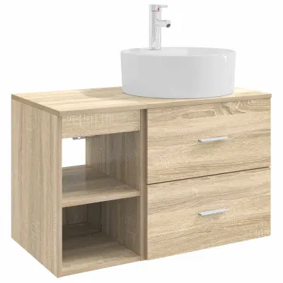 vidaXL Komplet pohištva za kopalnico 2 pcs Sonoma hrast Inženirski les