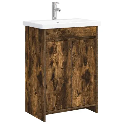vidaXL Komplet pohištva za kopalnico Dimljen hrast 61 x 40 x 84,5 cm