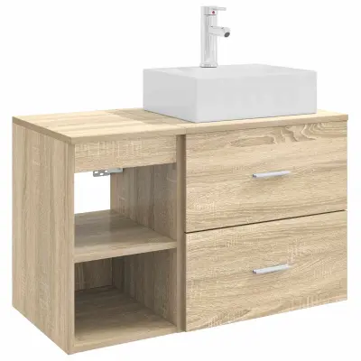vidaXL Komplet pohištva za kopalnico 2 pcs Sonoma hrast Inženirski les
