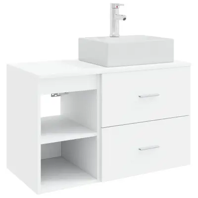 vidaXL Komplet pohištva za kopalnico 2 pcs Bela Inženirski les