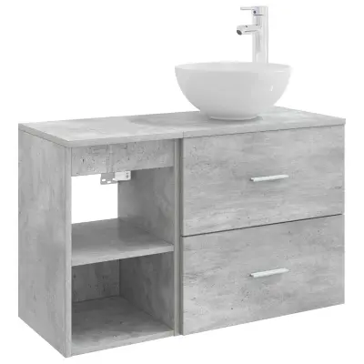 vidaXL Komplet pohištva za kopalnico 2 pcs Betonsko siva
