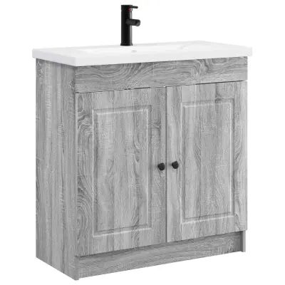 vidaXL Komplet pohištva za kopalnico Siva Sonoma 56 x 37,5 x 81 cm