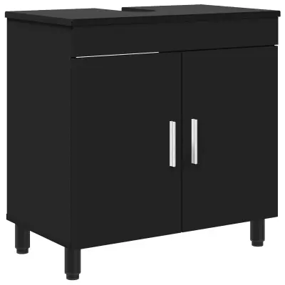 vidaXL Kopalniška enota Črna 60 x 35 x 60 cm Inženirski les