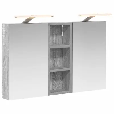 vidaXL Komplet omaric za kopalnico z LED lučmi 3 pcs 80 x 10,5 x 50 cm