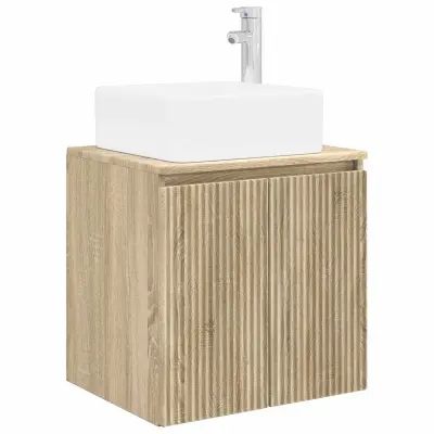 vidaXL Umivalnik s pritrditev na steno Sonoma hrast 53 x 35 x 63 cm