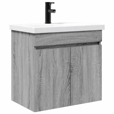 vidaXL Kopalniška omarica s tapo Siva Sonoma 61 x 40 x 74,5 cm