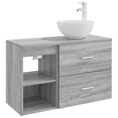 vidaXL Komplet pohištva za kopalnico 2 pcs Siva Sonoma Inženirski les