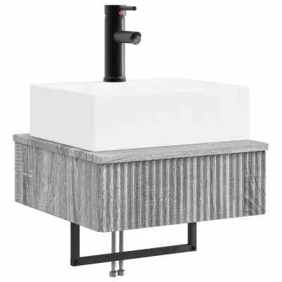 vidaXL Priljubljen umivalnik na steni Siva Sonoma 40 x 41 x 39 cm