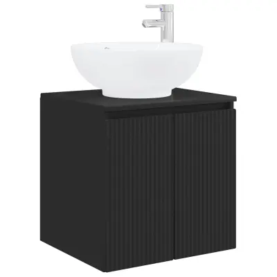 vidaXL Umivalnik s pritrditev na steno Črna 49,5 x 44,5 x 65 cm