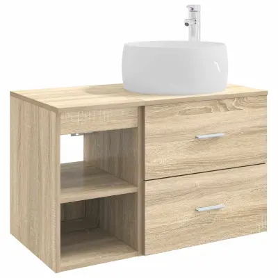 vidaXL Komplet pohištva za kopalnico 2 pcs Sonoma hrast Inženirski les