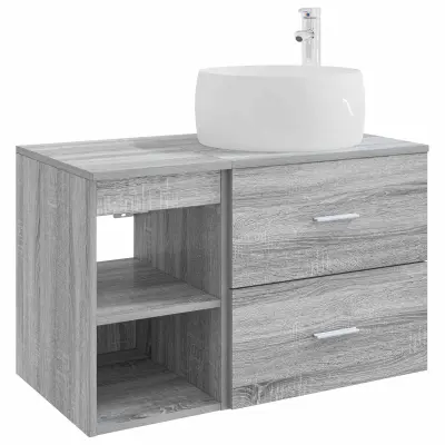 vidaXL Komplet pohištva za kopalnico 2 pcs Siva Sonoma Inženirski les