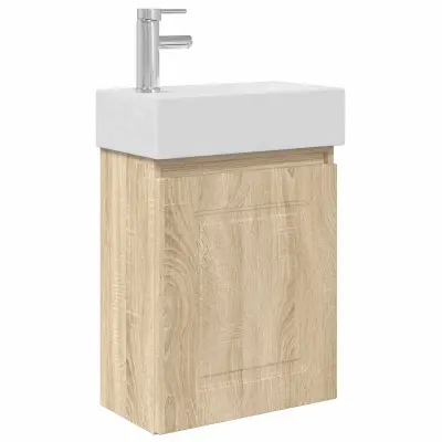 vidaXL Kopalniška omarica s tapo Sonoma hrast 45,5 x 22,5 x 84 cm