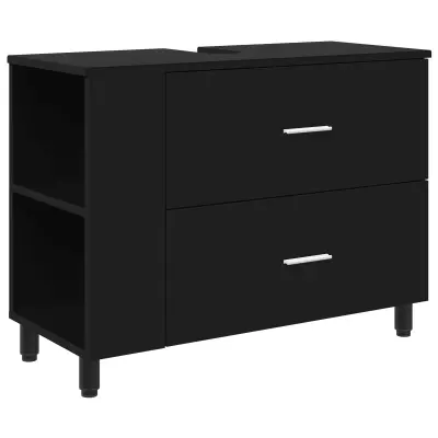 vidaXL Kopalniška enota Črna 80 x 35 x 60 cm Inženirski les