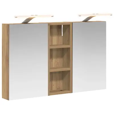 vidaXL Komplet omaric za kopalnico z LED lučmi 3 pcs 80 x 10,5 x 50 cm