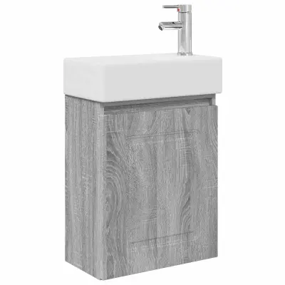 vidaXL Kopalniška omarica s tapo Siva Sonoma 45,5 x 22,5 x 84 cm