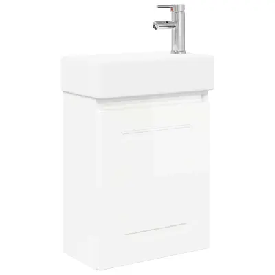 vidaXL Kopalniška omarica s tapo Bela visok sijaj 45,5 x 22,5 x 84 cm