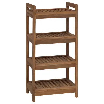 vidaXL Polica za kopalnico Naravna 45 x 30 x 97 cm Trden tikov les