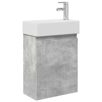 vidaXL Kopalniška omarica s tapo Betonsko siva 45,5 x 22,5 x 84 cm