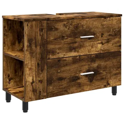 vidaXL Kopalniška enota Dimljen hrast 80 x 35 x 60 cm Inženirski les