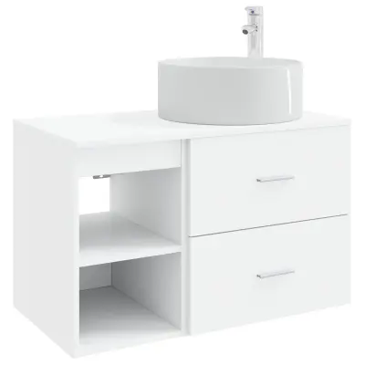vidaXL Komplet pohištva za kopalnico 2 pcs Bela Inženirski les
