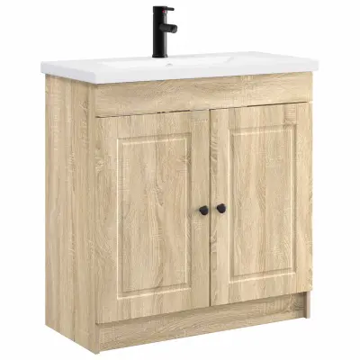 vidaXL Komplet pohištva za kopalnico Sonoma hrast 56 x 37,5 x 81 cm