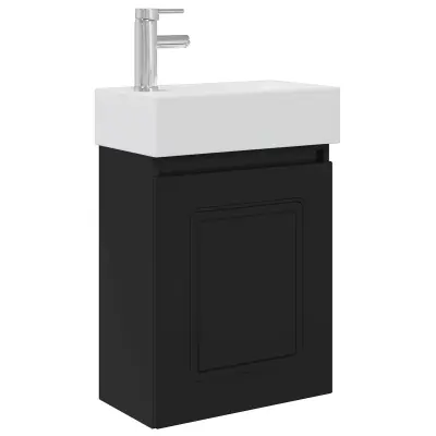 vidaXL Kopalniška omarica s tapo Črna 45,5 x 22,5 x 84 cm