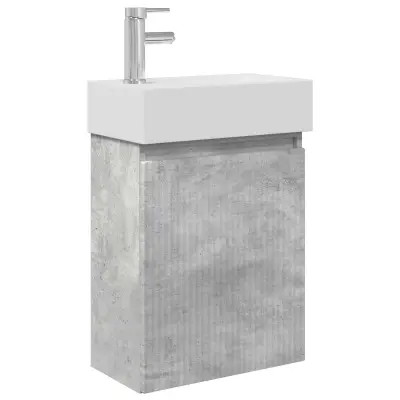 vidaXL Kopalniška omarica s tapo Betonsko siva 45,5 x 22,5 x 84 cm