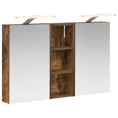 vidaXL Komplet omaric za kopalnico z LED lučmi 3 pcs 80 x 10,5 x 50 cm
