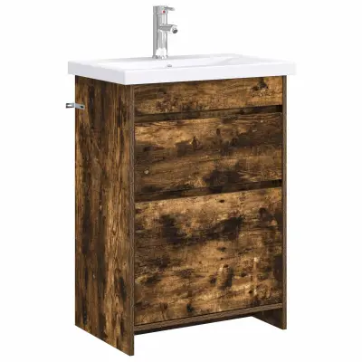 vidaXL Komplet pohištva za kopalnico Dimljen hrast 61 x 40 x 84,5 cm