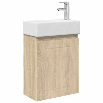 vidaXL Kopalniška omarica s tapo Sonoma hrast 45,5 x 25,5 x 84 cm