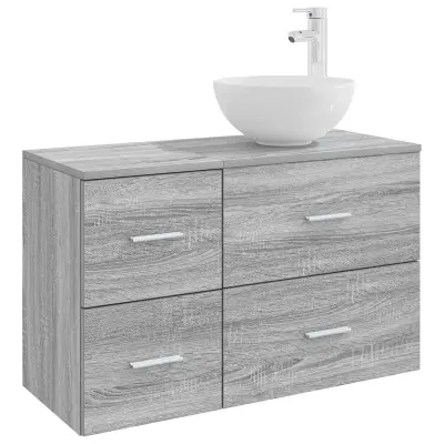 vidaXL Komplet pohištva za kopalnico 2 pcs Siva Sonoma Inženirski les