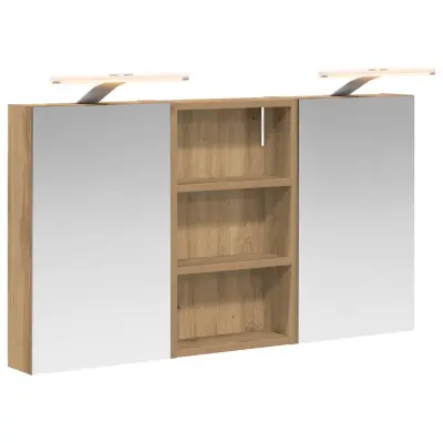 vidaXL Komplet omaric za kopalnico z LED lučmi 3 pcs 90 x 10,5 x 50 cm