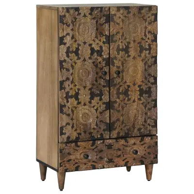 vidaXL Visoka omara z vrati Rjava 60 x 33,5 x 100 cm Masiven les manga
