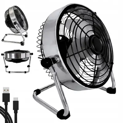 Kovinski namizni ventilator 22cm USB za pisarne