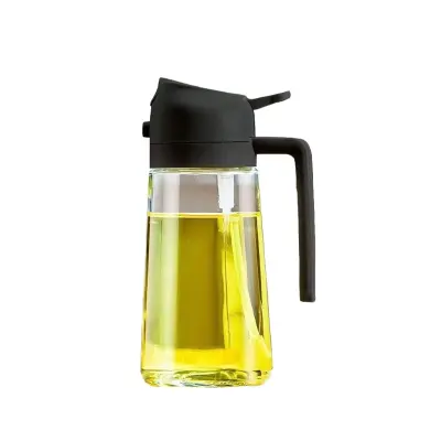 600ml Oljna Razpršilka iz Debelega Stekla - Razpršite & Nalijte, Kuhinjski Dozator Black