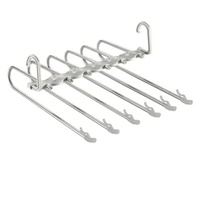 Zložljiv obešalnik za hlače, nadgrajen 6-rodni, inox+ABS, 2 kosa Gray