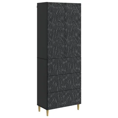 vidaXL Set omar 2 pcs Črna 66 x 34,5 x 90 cm Inženirski les