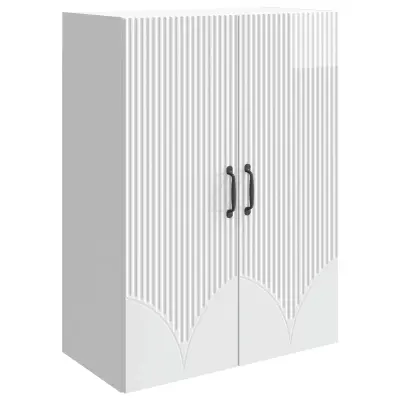vidaXL Omara za steno Bela visok sijaj 66 x 34,5 x 90 cm